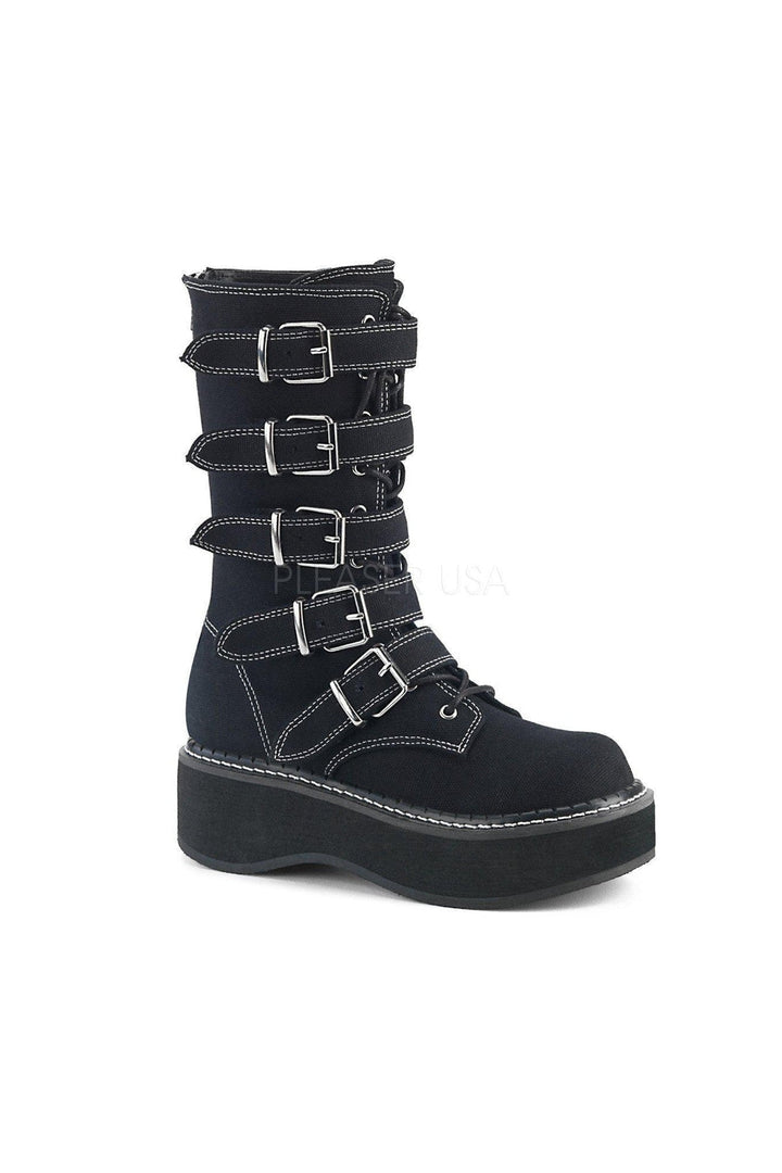 EMILY-341 Demonia Ankle Boot | Black Canvas-Demonia-SEXYSHOES.COM