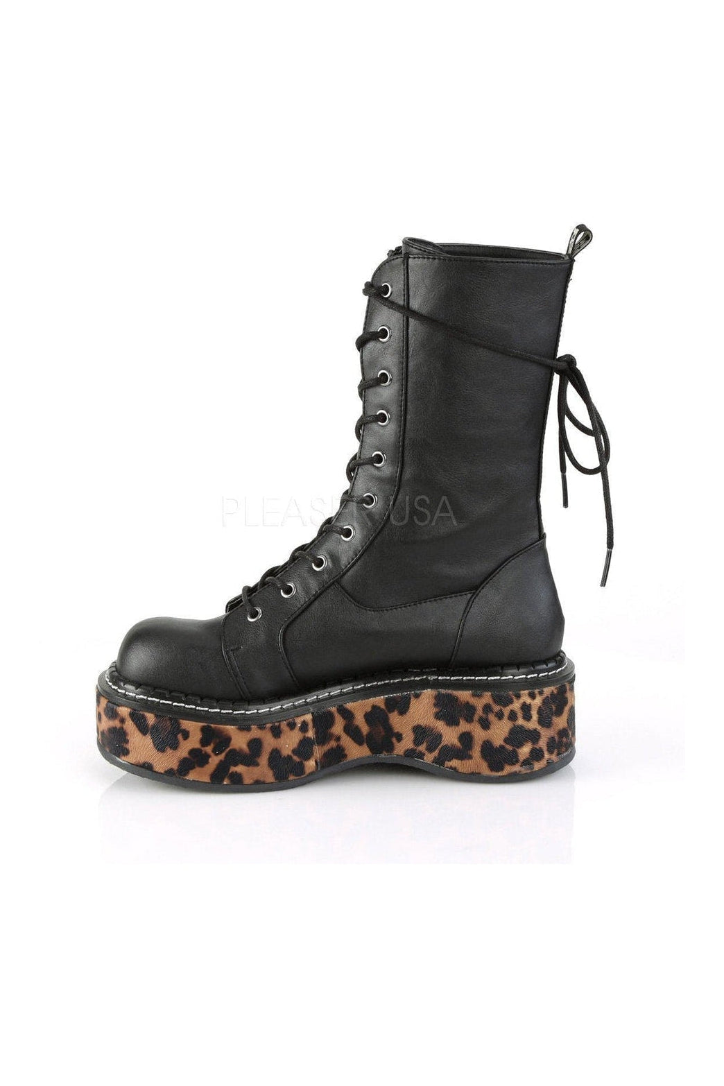 EMILY-350 Demonia Calf Boot | Black Faux Leather-Demonia-SEXYSHOES.COM