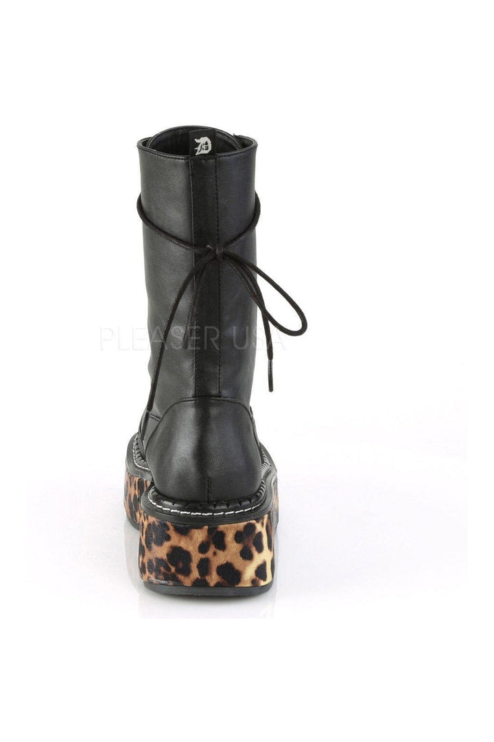 EMILY-350 Demonia Calf Boot | Black Faux Leather-Demonia-SEXYSHOES.COM