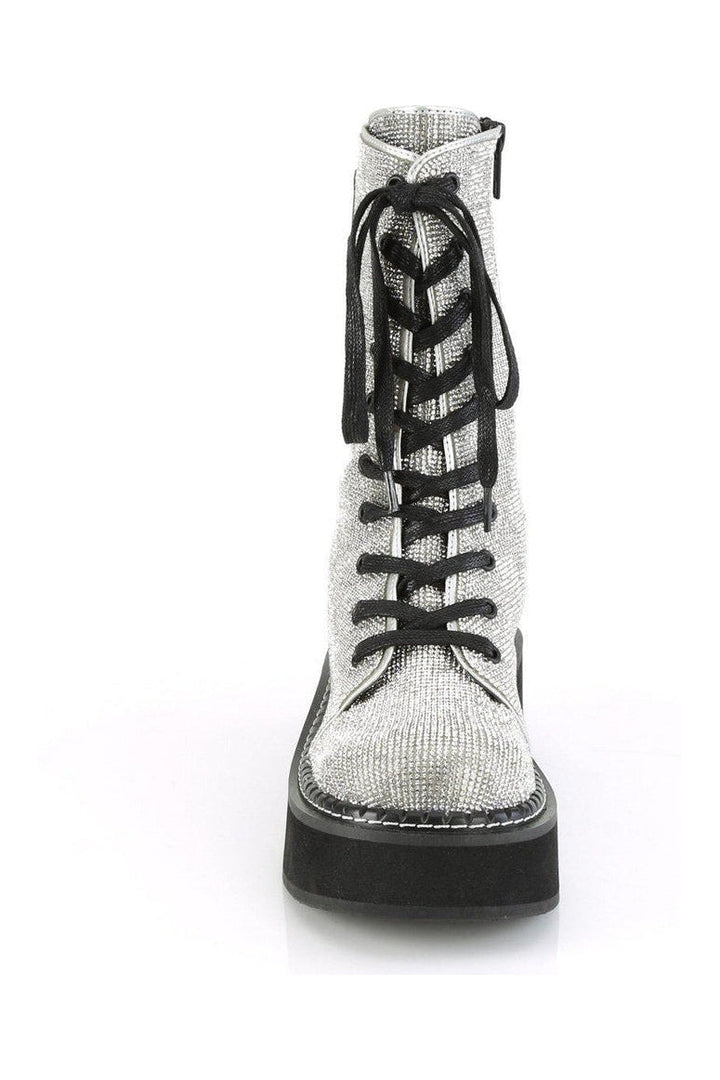 EMILY-362 Knee Boot | Silver Faux Leather