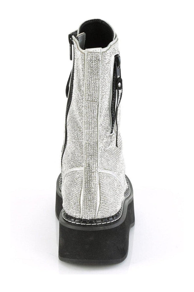 EMILY-362 Knee Boot | Silver Faux Leather-Knee Boots-Demonia-SEXYSHOES.COM