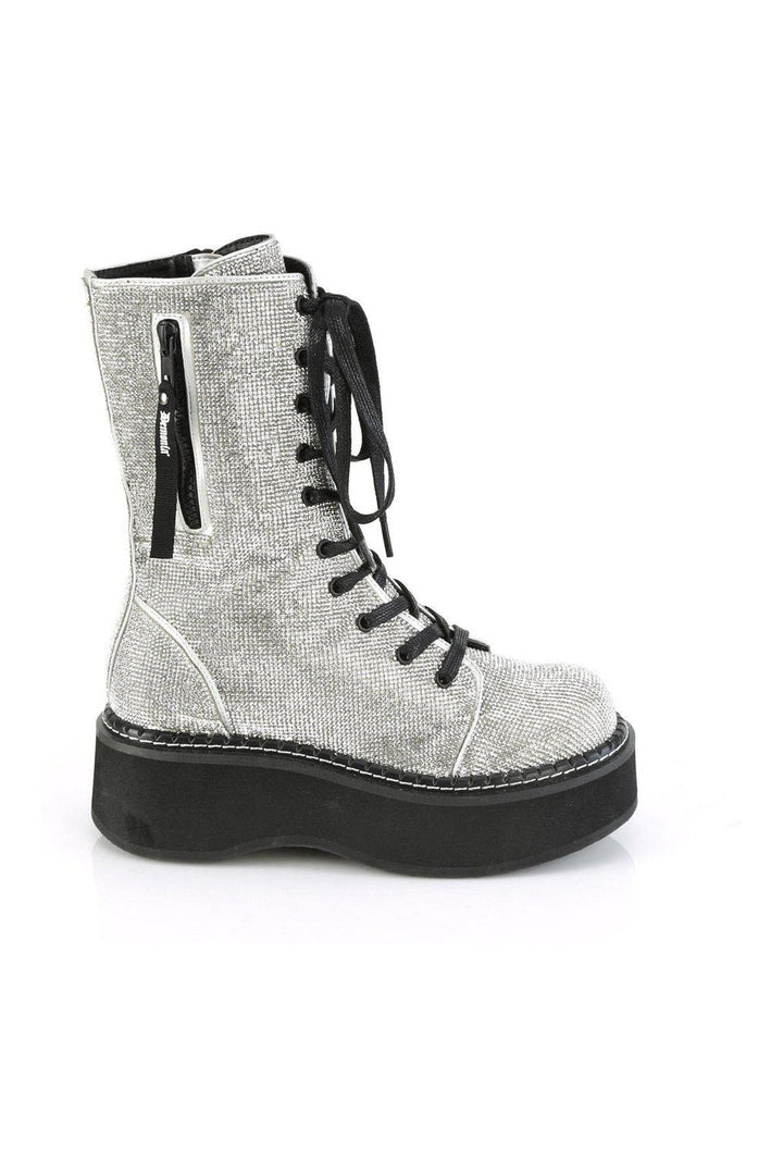 EMILY-362 Knee Boot | Silver Faux Leather-Knee Boots-Demonia-SEXYSHOES.COM