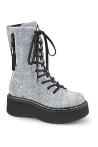 Demonia EMILY-362 Knee Boot in Silver Faux Leather from SexyShoes.com
