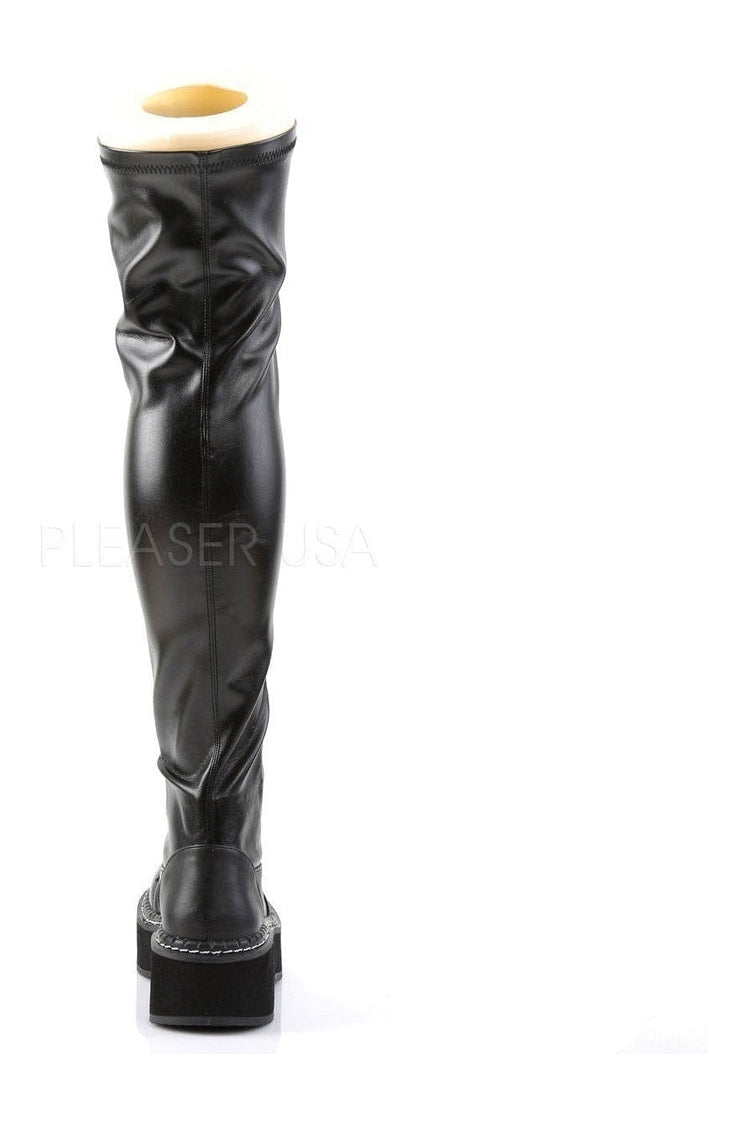 Demonia EMILY-375  Thigh Boot in Black Faux Leather