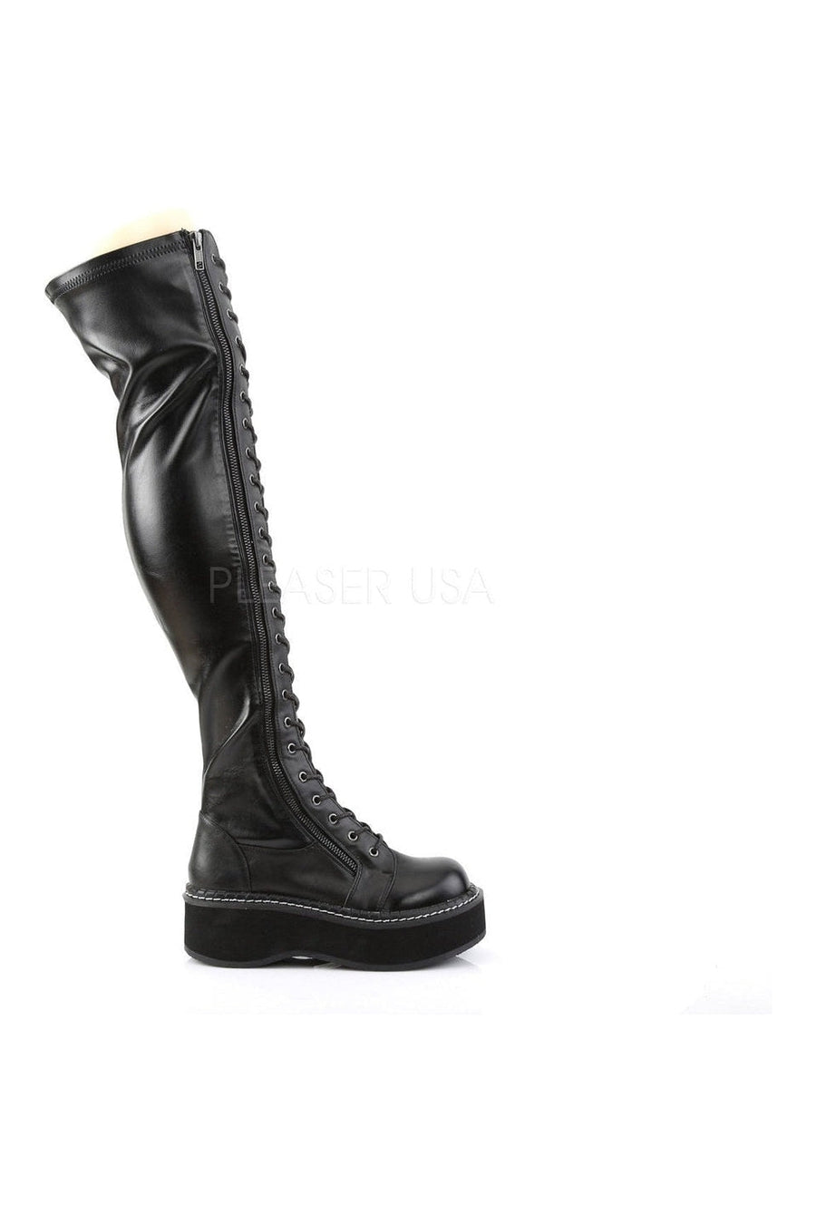 Demonia EMILY-375  Thigh Boot in Black Faux Leather