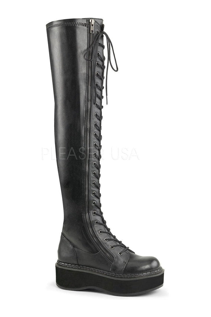 Demonia EMILY-375  Thigh Boot in Black Faux Leather from SexyShoes.com