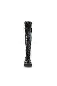 Demonia EMILY-375  Thigh Boot in Black Patent