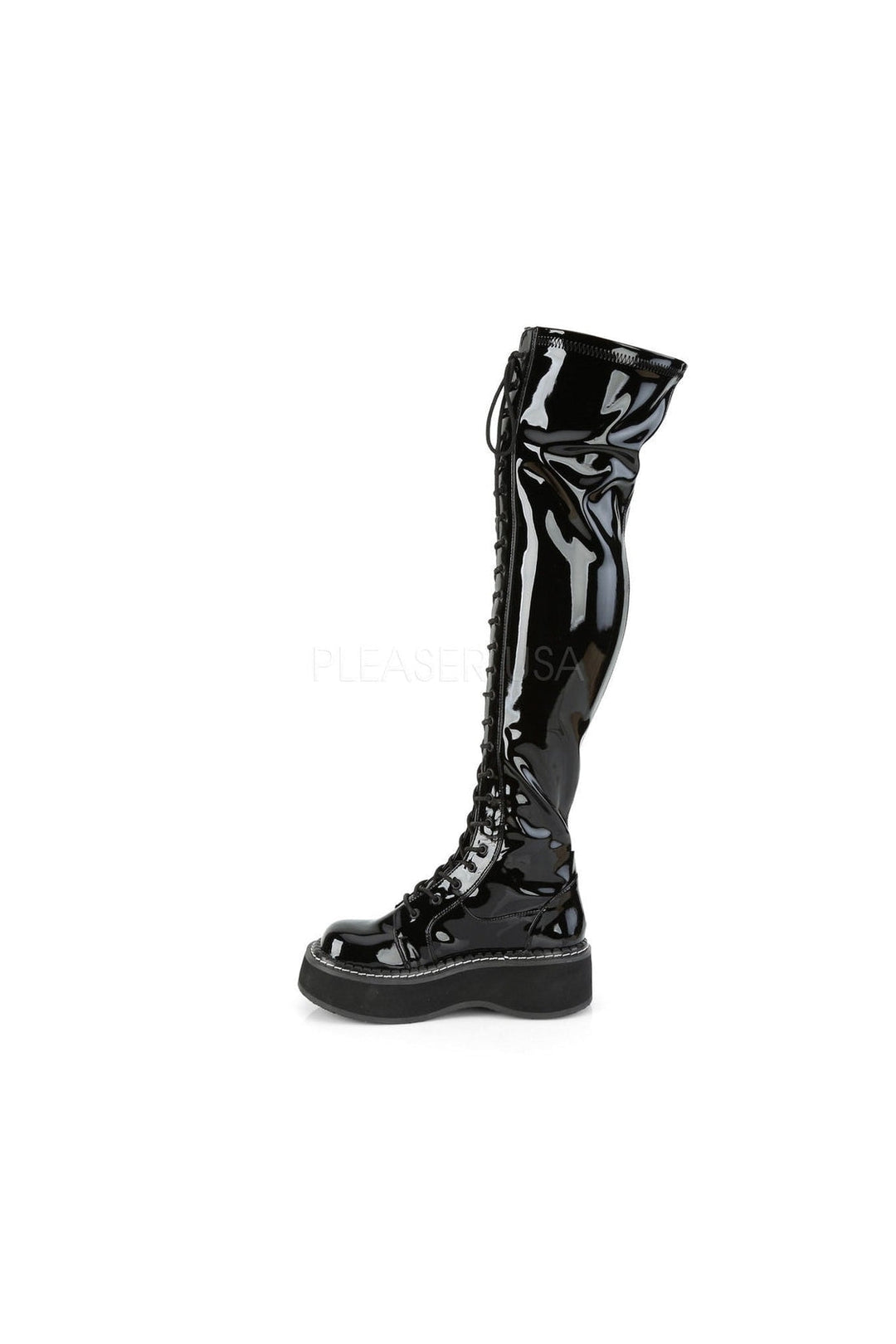Demonia EMILY-375  Thigh Boot in Black Patent
