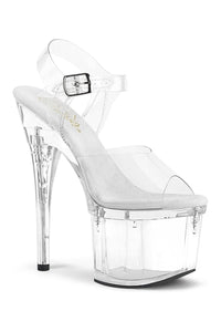 Pleaser ESTEEM-708 Exotic Sandal in Clear Vinyl from SexyShoes.com