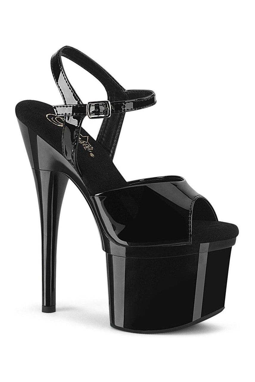 Pleaser ESTEEM-709 Exotic Sandal in Black Patent from SexyShoes.com