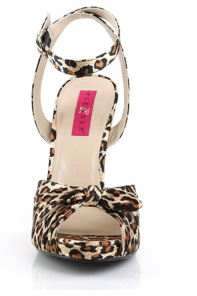 EVE-01 Sandal | Cheetah Genuine Satin-Sandals-Pleaser Pink Label-SEXYSHOES.COM
