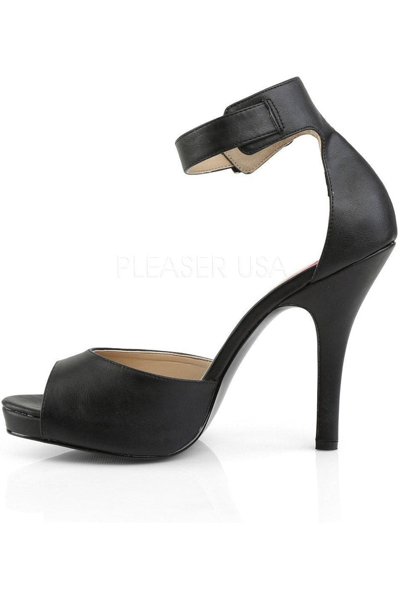 EVE-02 Sandal | Black Faux Leather-Pleaser Pink Label-Sandals-SEXYSHOES.COM