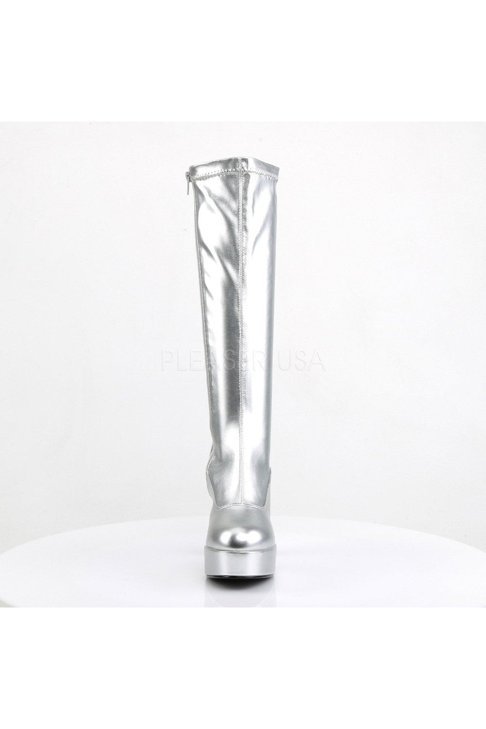 EXOTICA-2000 Go Go Boot | Silver Patent-Funtasma-Knee Boots-SEXYSHOES.COM