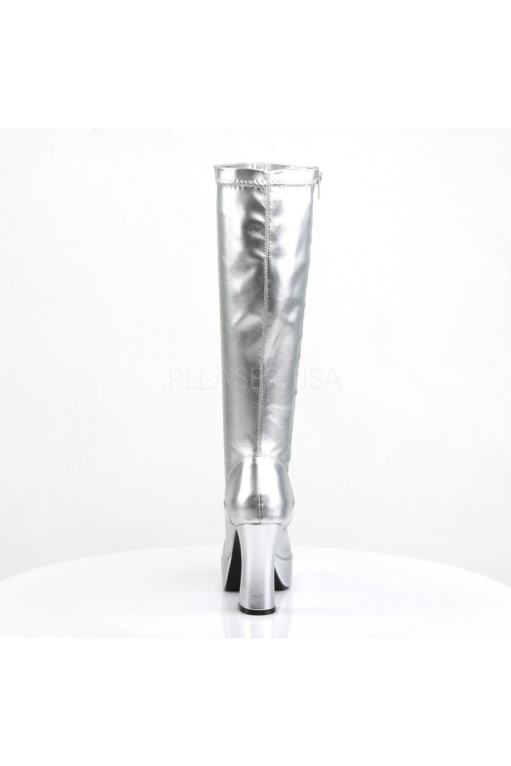 EXOTICA-2000 Go Go Boot | Silver Patent-Funtasma-Knee Boots-SEXYSHOES.COM