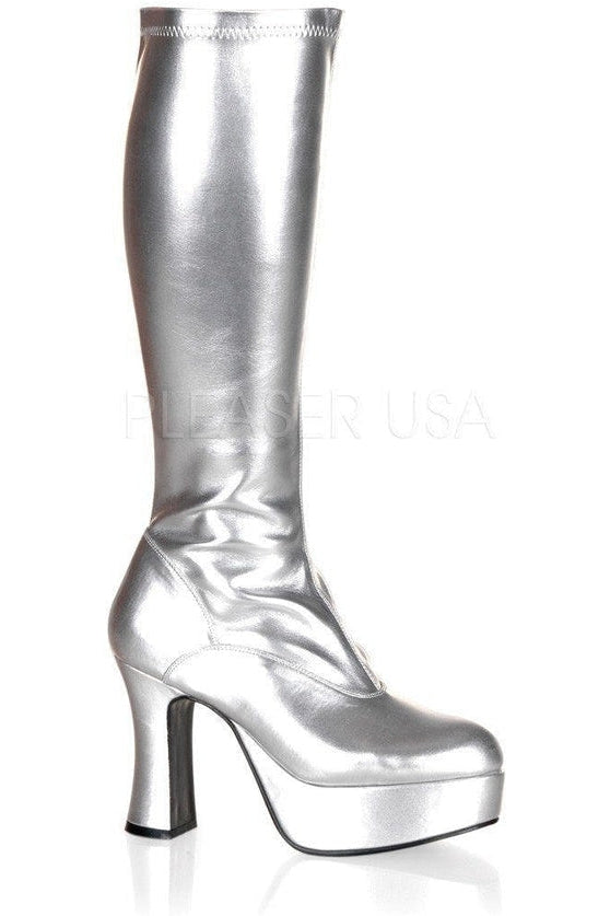 EXOTICA-2000 Go Go Boot | Silver Patent-Funtasma-Silver-Knee Boots-SEXYSHOES.COM