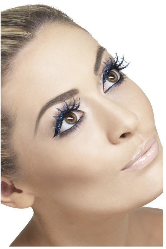 Eyelashes Spiderwebs with Glitter | Blue-Fever-Blue-Eyelashes-SEXYSHOES.COM