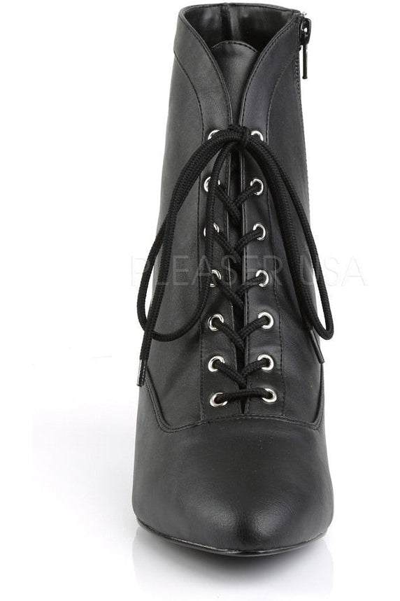 FAB-1005 Ankle Boot | Black Faux Leather-Pleaser Pink Label-Ankle Boots-SEXYSHOES.COM