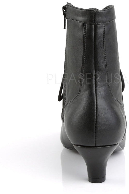 FAB-1005 Ankle Boot | Black Faux Leather-Pleaser Pink Label-Ankle Boots-SEXYSHOES.COM
