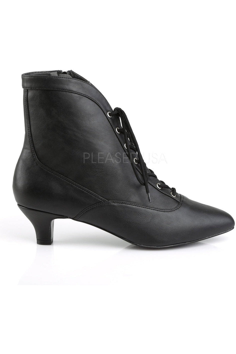 FAB-1005 Ankle Boot | Black Faux Leather-Pleaser Pink Label-Ankle Boots-SEXYSHOES.COM