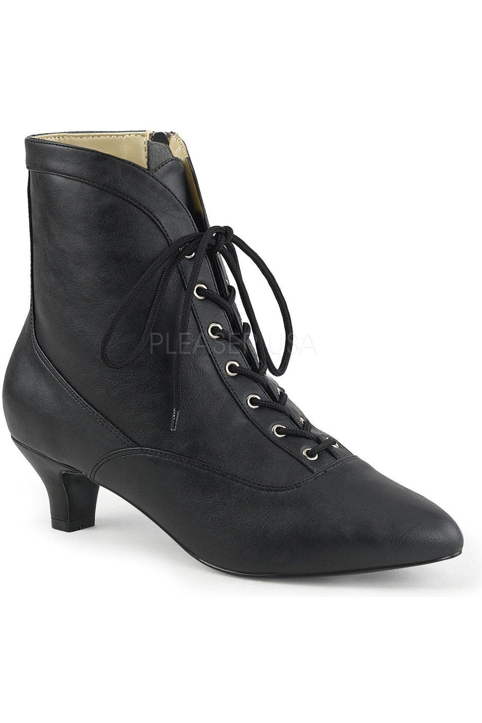 FAB-1005 Ankle Boot | Black Faux Leather-Pleaser Pink Label-Black-Ankle Boots-SEXYSHOES.COM