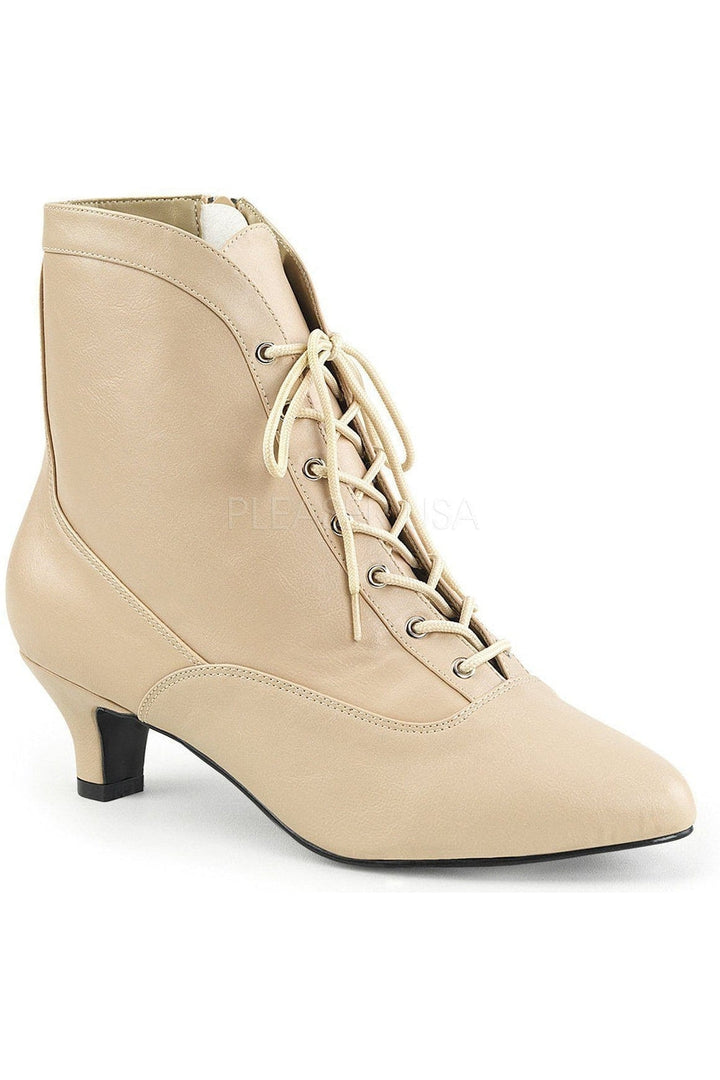 FAB-1005 Ankle Boot | Bone Faux Leather-Pleaser Pink Label-Bone-Ankle Boots-SEXYSHOES.COM
