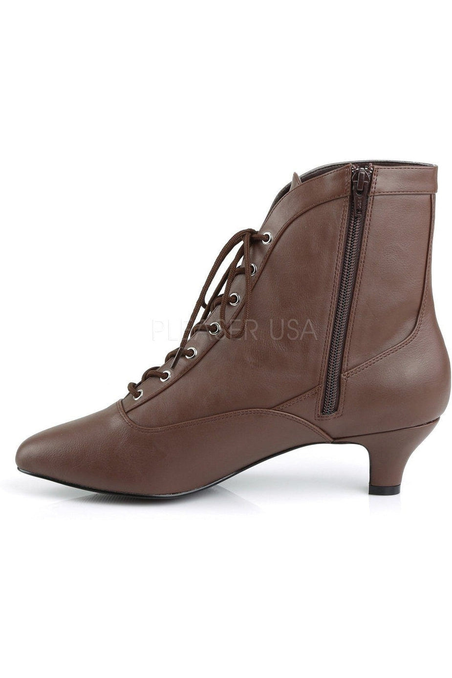 FAB-1005 Ankle Boot | Brown Faux Leather-Pleaser Pink Label-Ankle Boots-SEXYSHOES.COM