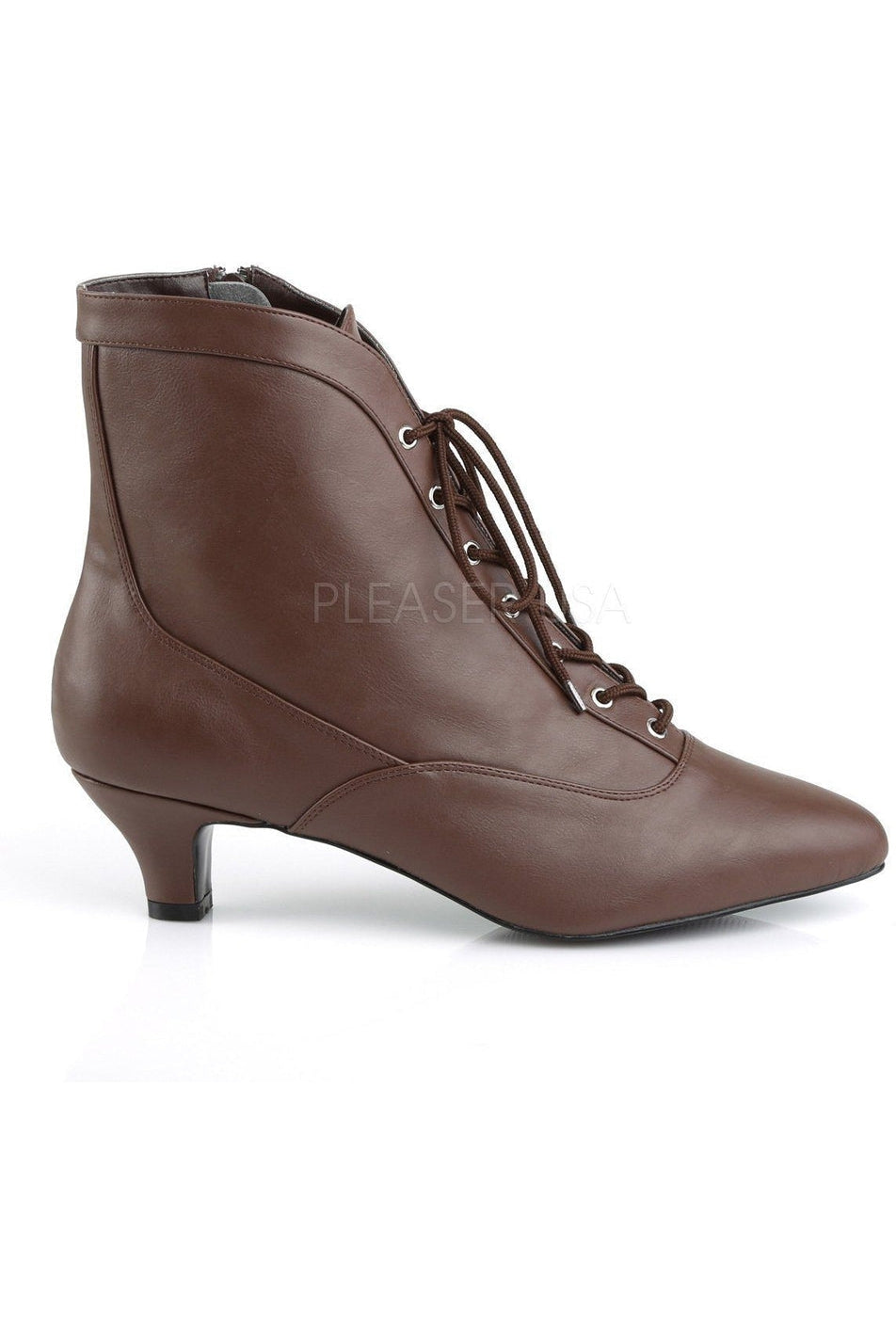 FAB-1005 Ankle Boot | Brown Faux Leather-Pleaser Pink Label-Ankle Boots-SEXYSHOES.COM
