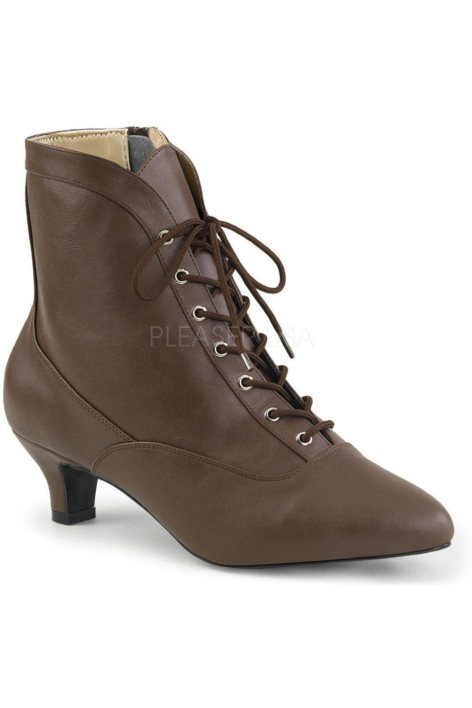 FAB-1005 Ankle Boot | Brown Faux Leather-Pleaser Pink Label-Brown-Ankle Boots-SEXYSHOES.COM