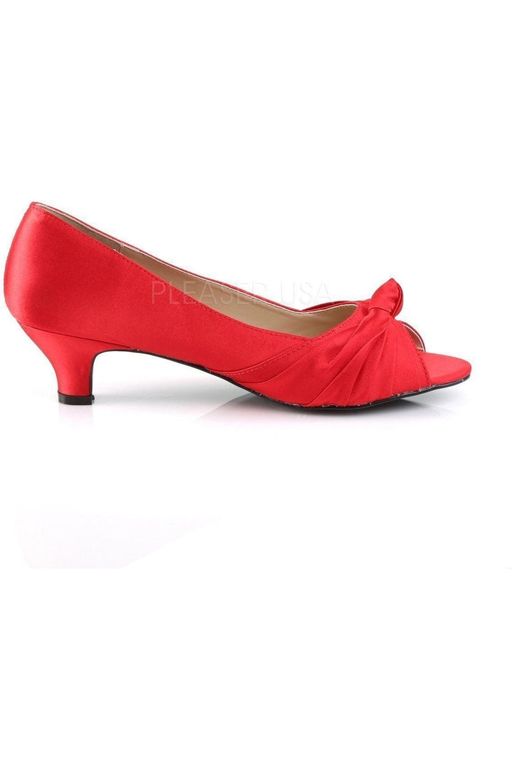 FAB-422 Pump | Red Genuine Satin-Pleaser Pink Label-Pumps-SEXYSHOES.COM