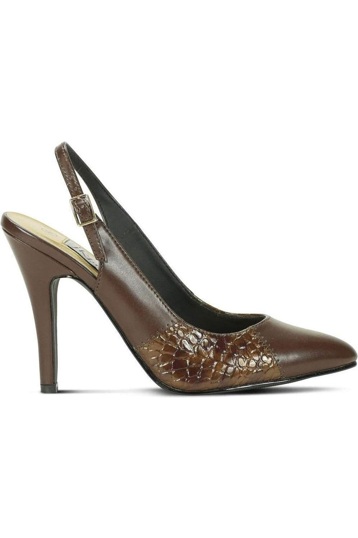 Fashions Slingback | Brown Faux Leather Snake Trim-Sexyshoes Brand-Pumps-SEXYSHOES.COM