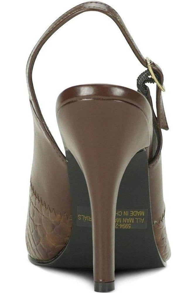 Fashions Slingback | Brown Faux Leather Snake Trim-Sexyshoes Brand-Pumps-SEXYSHOES.COM