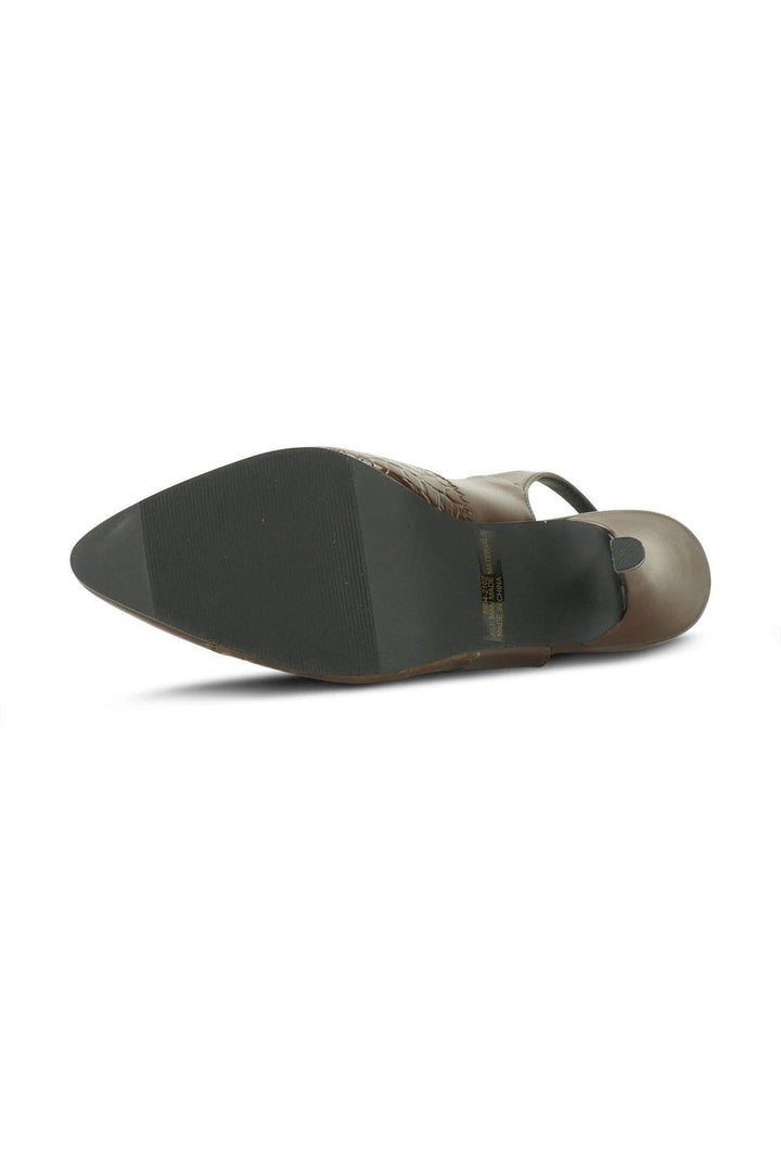 Fashions Slingback | Brown Faux Leather Snake Trim-Sexyshoes Brand-Pumps-SEXYSHOES.COM