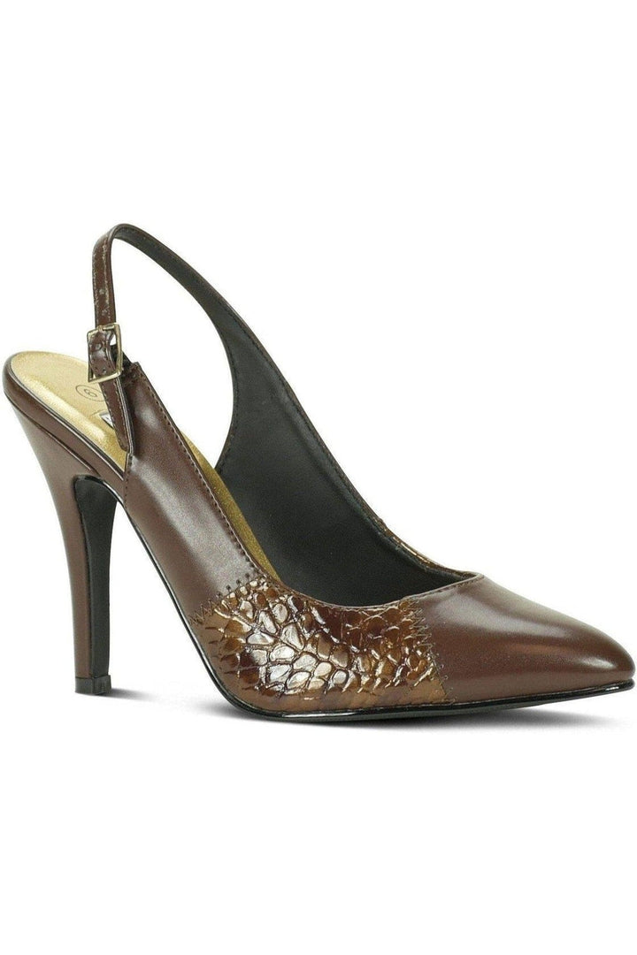 Fashions Slingback | Brown Faux Leather Snake Trim-Sexyshoes Brand-Brown-Pumps-SEXYSHOES.COM