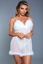 Faux Fur and Mesh Babydoll