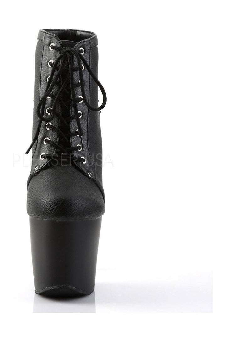FEARLE700-28 Platform Boot  | Black Faux Leather