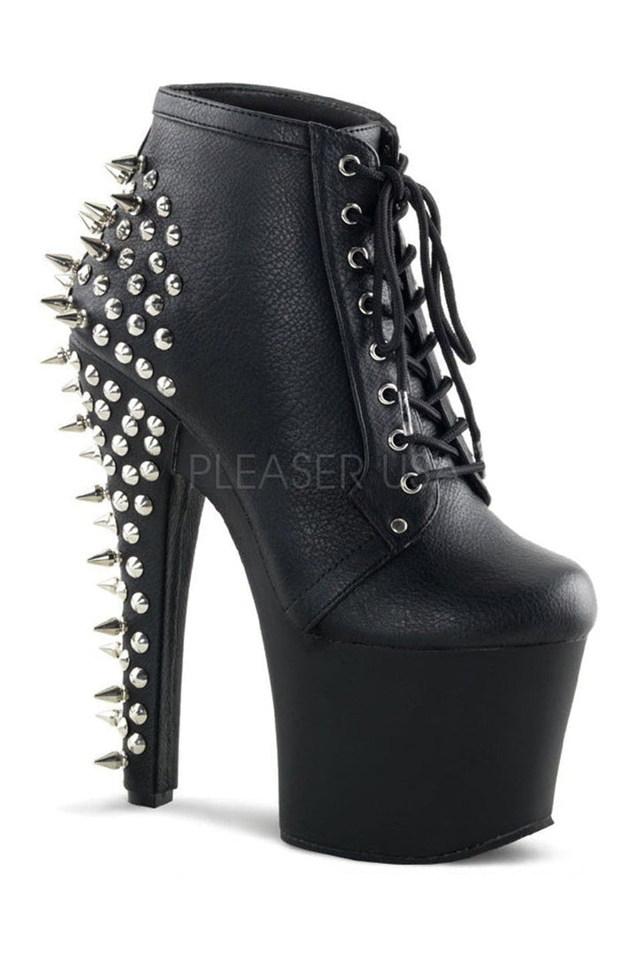 FEARLE700-28 Platform Boot | Black Faux Leather-Pleaser-Black-Ankle Boots-SEXYSHOES.COM
