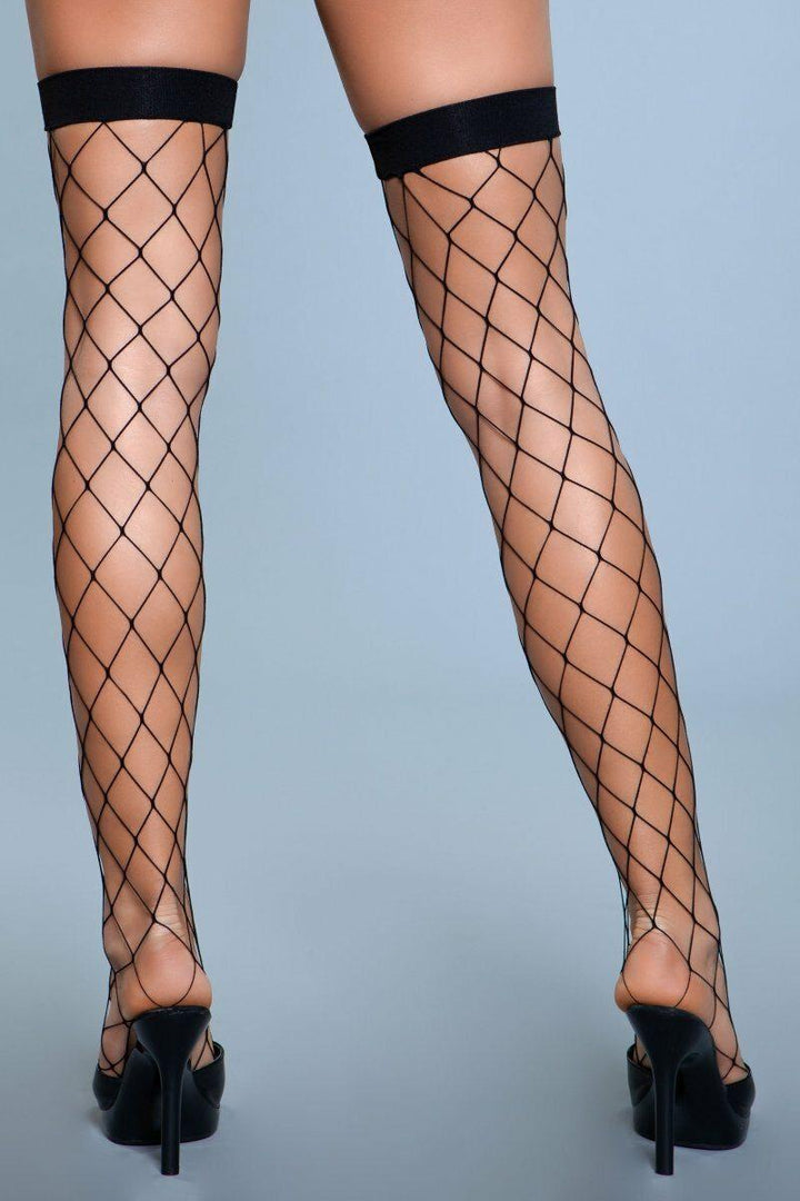 Fence Net Thigh Highs-Thigh High Hosiery-BeWicked-Black-O/S-SEXYSHOES.COM