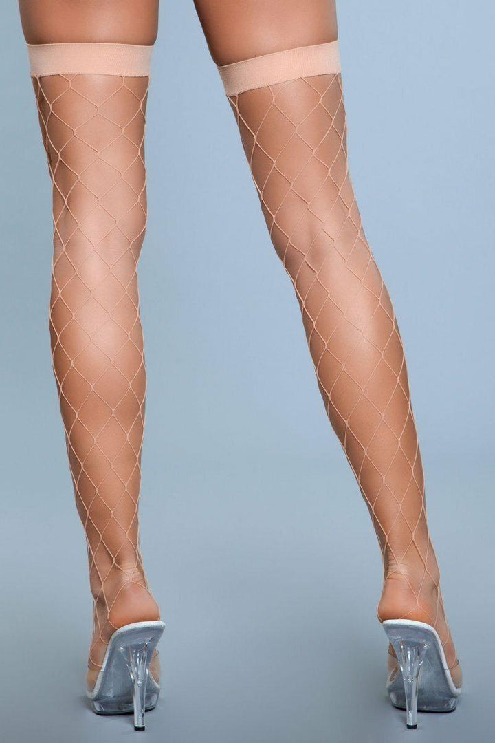 Fence Net Thigh Highs-Thigh High Hosiery-BeWicked-Nude-O/S-SEXYSHOES.COM