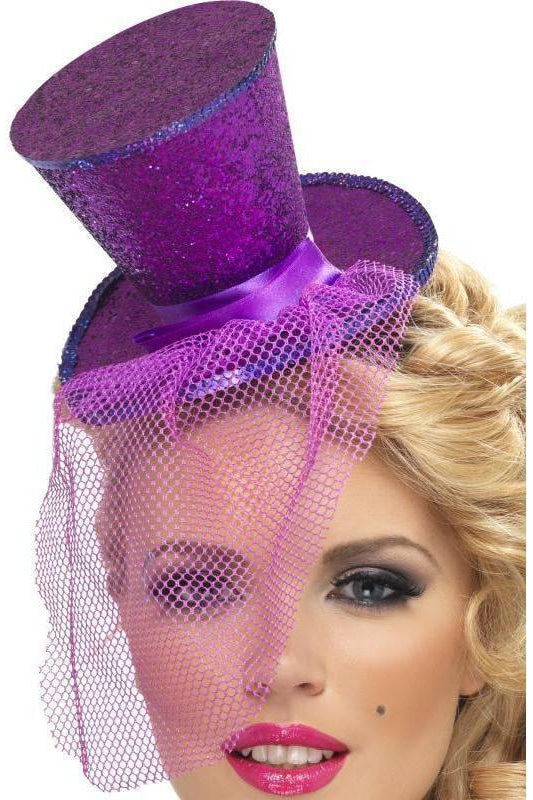 Fever Mini Top Hat on Headband | Purple-Fever-Purple-Costume Hats-SEXYSHOES.COM