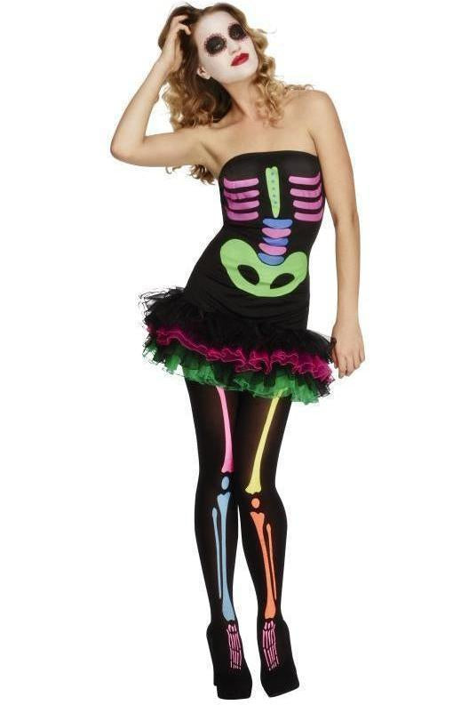 Fever Neon Skeleton Costume | Black-Fever-Black-Zombie Costumes-SEXYSHOES.COM