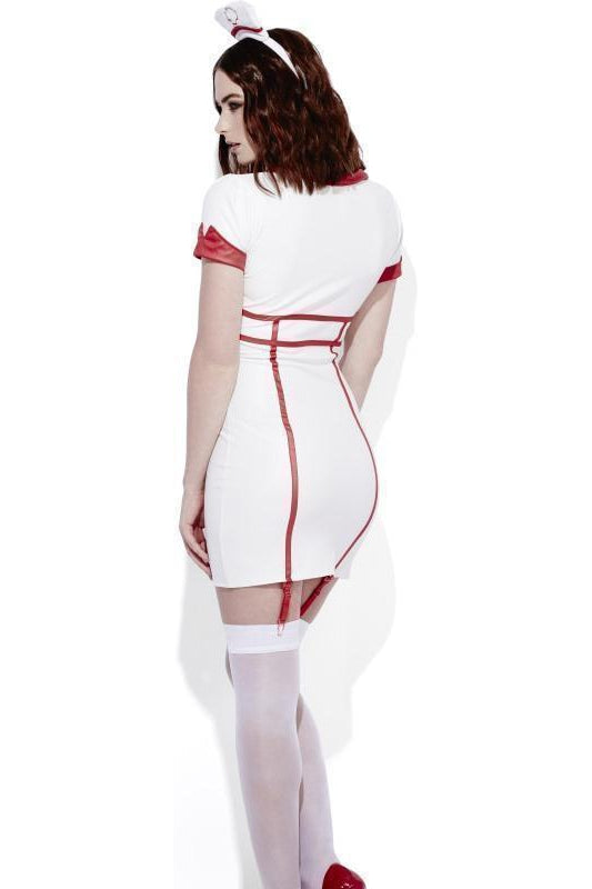 Fever Role-Play Nurse Wet Look Costume | White-Fever-Fantasy Lingerie-SEXYSHOES.COM