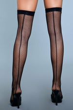 Fishnet Back Seam Thigh Highs