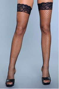 BeWicked Fishnet Thigh Highs in Black  from SexyShoes.com