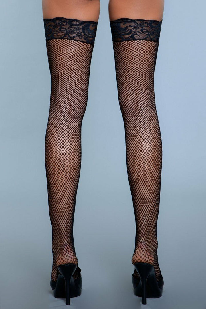 Fishnet Thigh Highs-Thigh High Hosiery-BeWicked-SEXYSHOES.COM