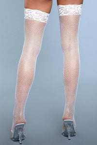 Fishnet Thigh Highs-Thigh High Hosiery-BeWicked-White-O/S-SEXYSHOES.COM