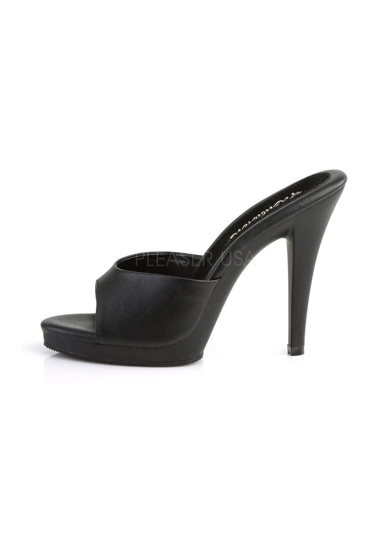 FLAIR-401-2 Platform Slide | Black Faux Leather-Fabulicious-Slides-SEXYSHOES.COM