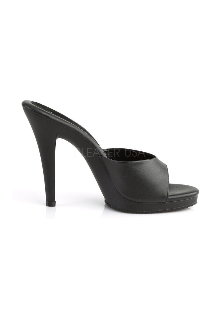 FLAIR-401-2 Platform Slide | Black Faux Leather-Fabulicious-Slides-SEXYSHOES.COM