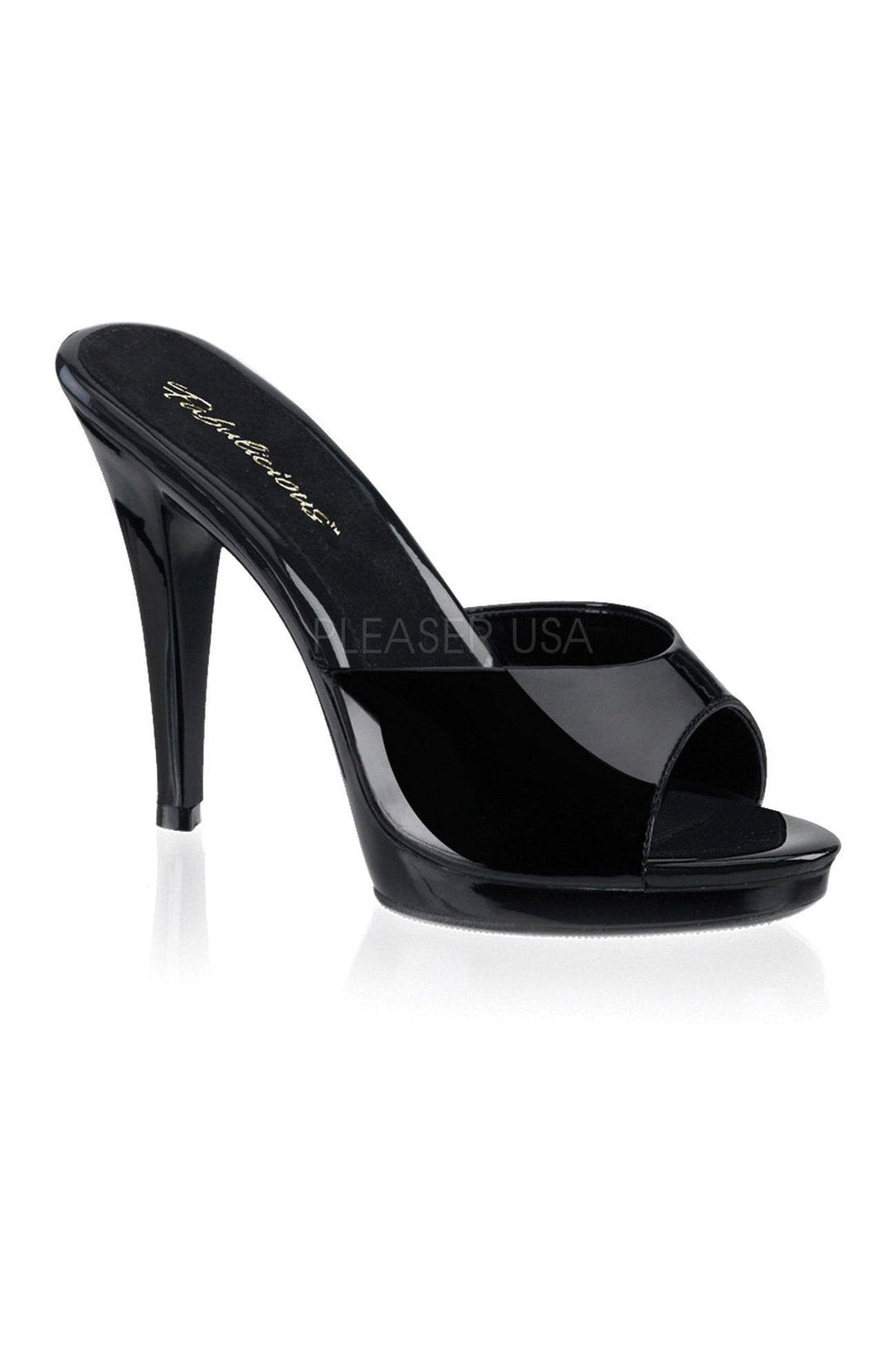 FLAIR-401-2 Platform Slide | Black Patent-Fabulicious-Black-Slides-SEXYSHOES.COM