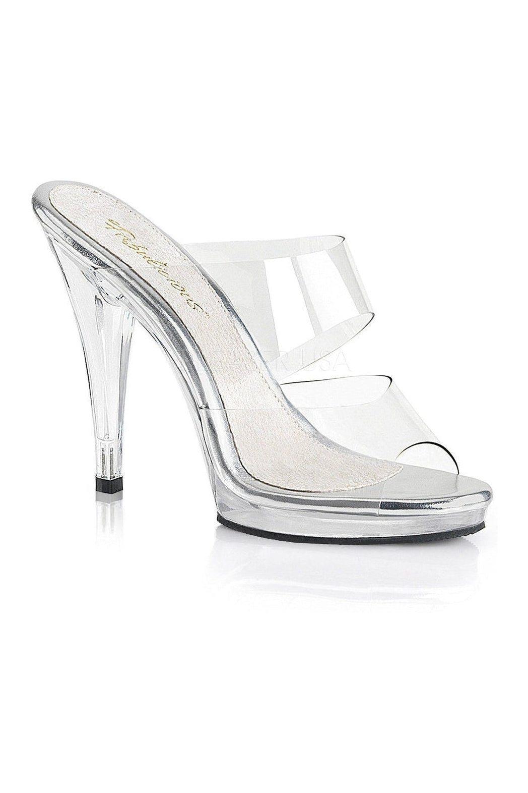 Fabulicious FLAIR-402 Platform Slide in Clear Vinyl from SexyShoes.com