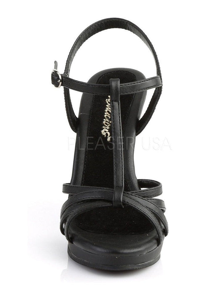 FLAIR-420 Sandal | Black Faux Leather-Fabulicious-Sandals-SEXYSHOES.COM